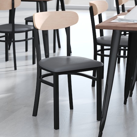 Flash Furniture Gray Vinyl Seat Dining Chair with Natural Wood Back XU-DG6V5GYV-NAT-GG